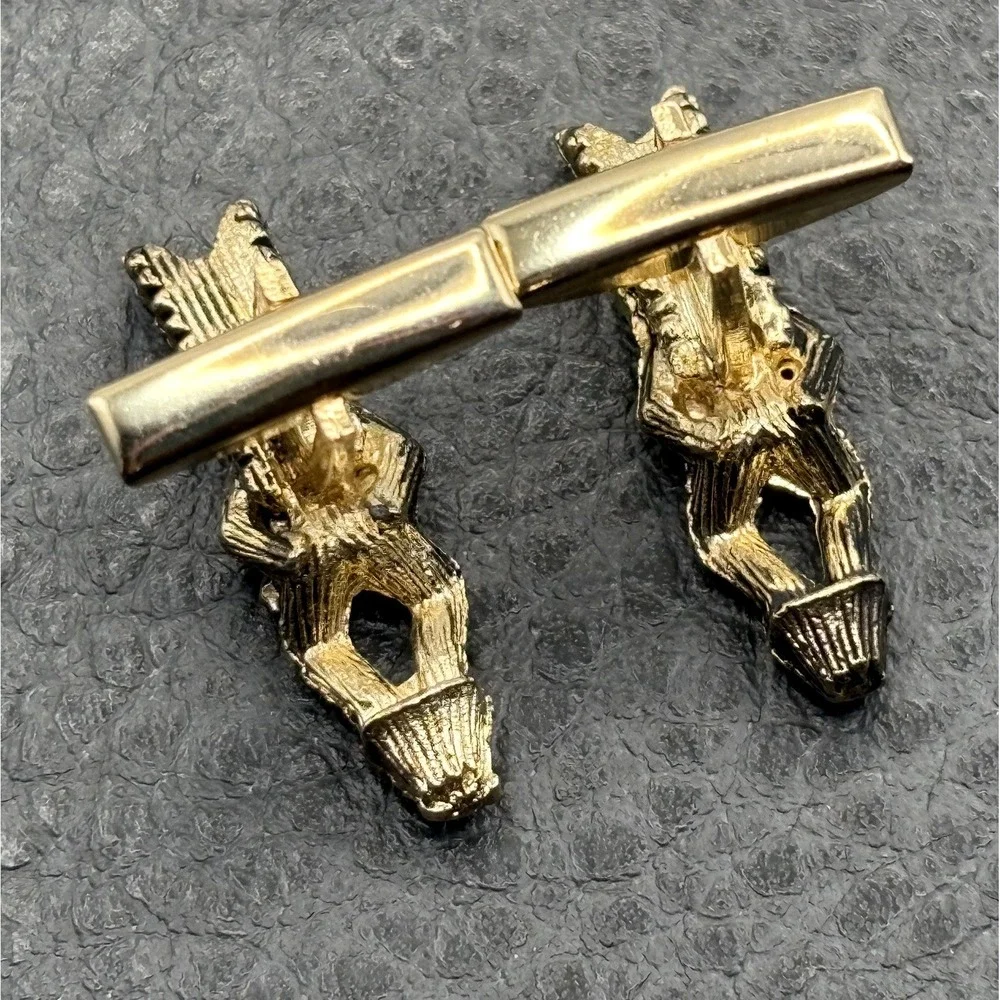 Vintage Rare Tiki Cufflinks MCM Era Gold Tone